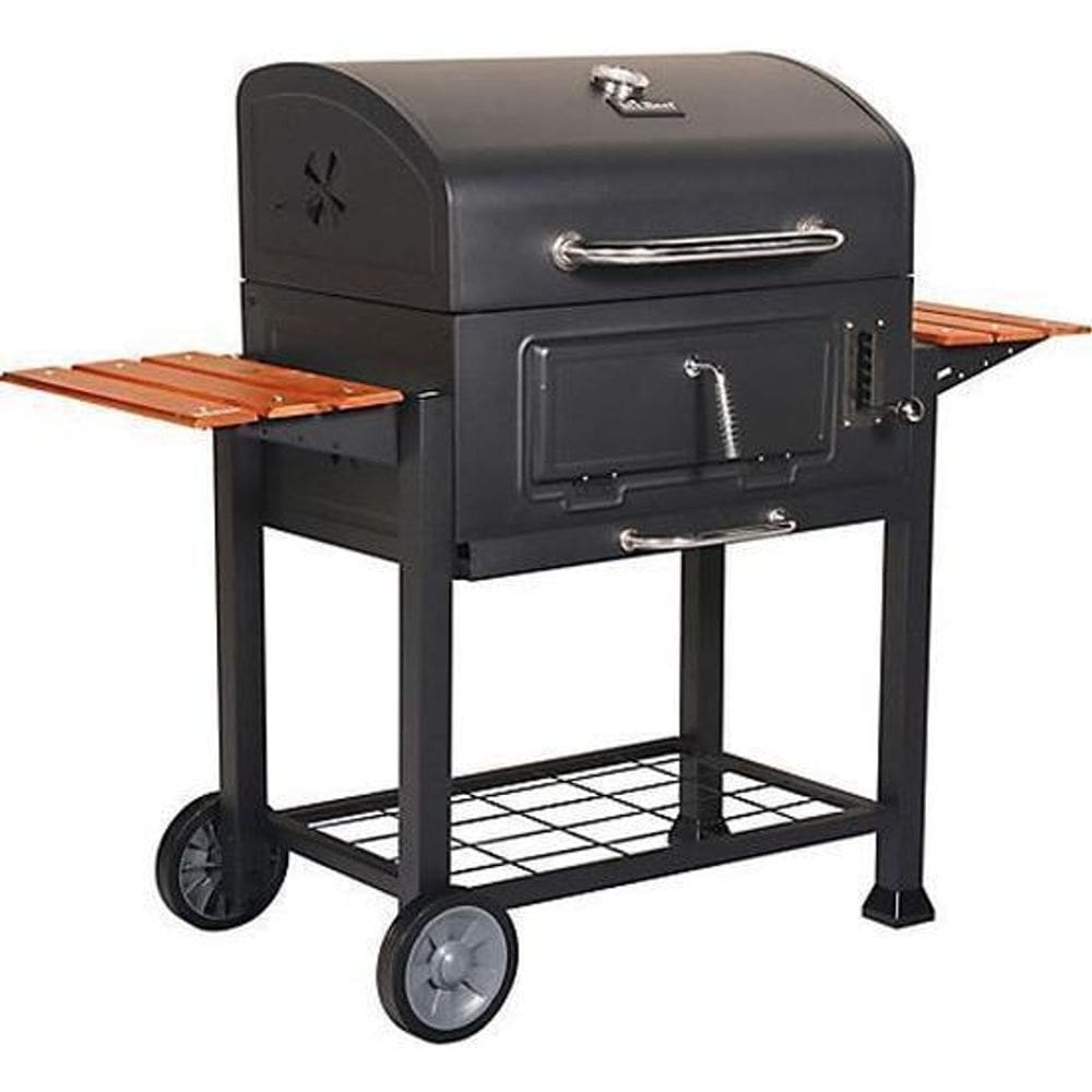 Churrasqueira A Carvão Móvel Mesa Lateral Em Madeira Texas