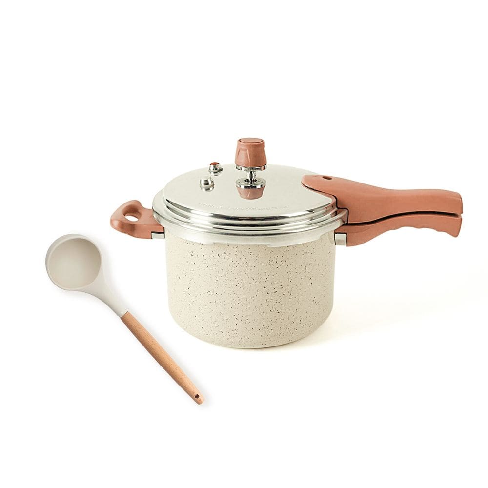 kit panela de pressão com indução 4,4L e concha de silicone com cabo de madeira - Oikos