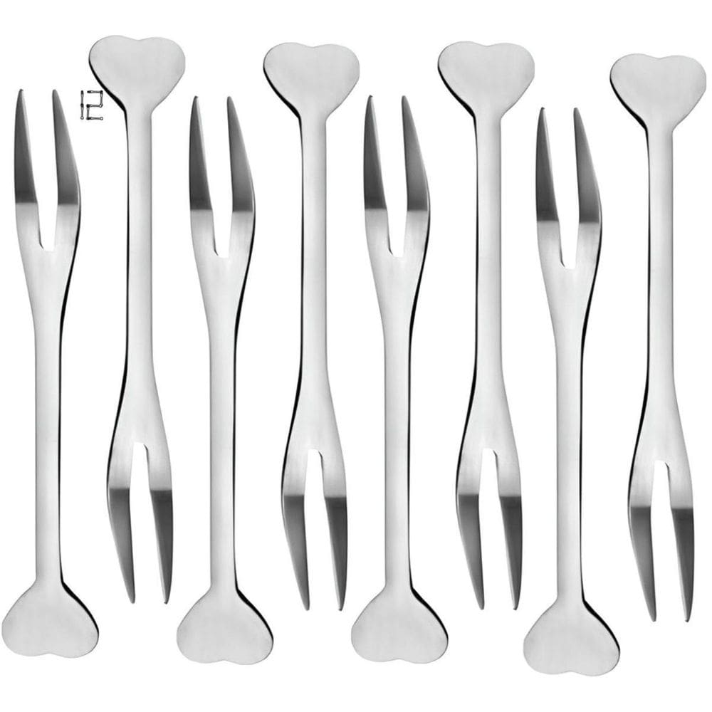 12 Mini Garfinho Talher Petisco Aperitivo Fondue Buffet Inox