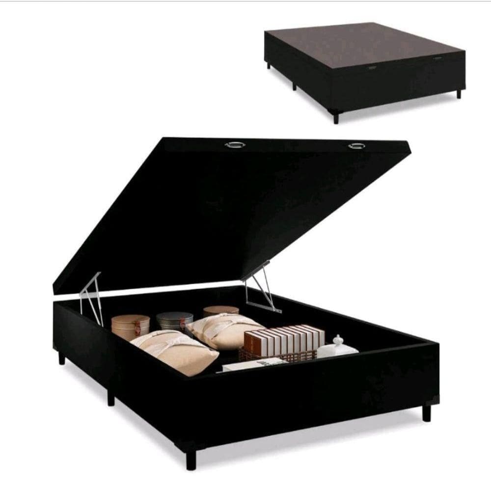 Cama Box Baú Casal Sintético 38x138x188 Preto