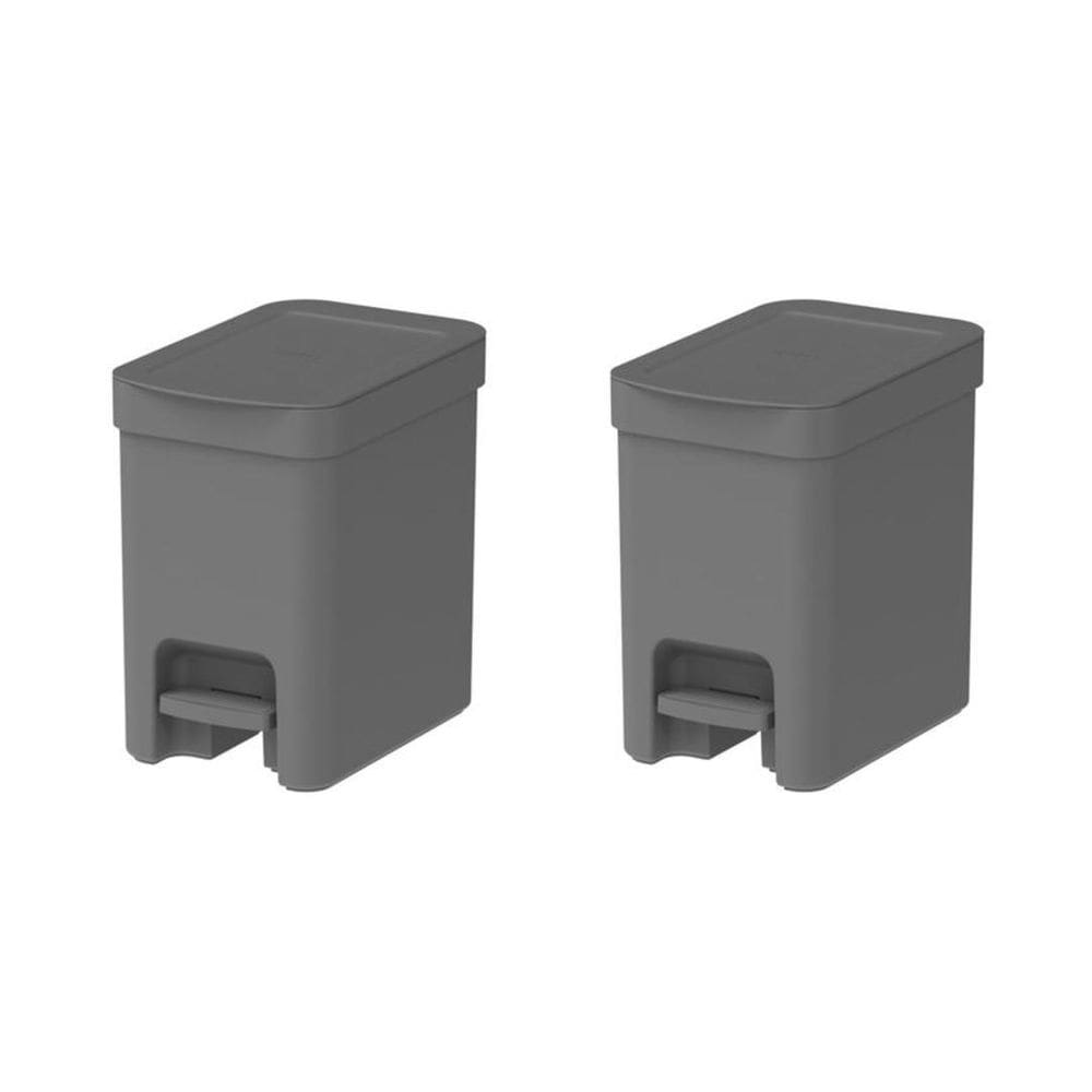 Kit Lixeira Pedal 2 Peças Trium Ou Banheiro Lavabo 6 Litros