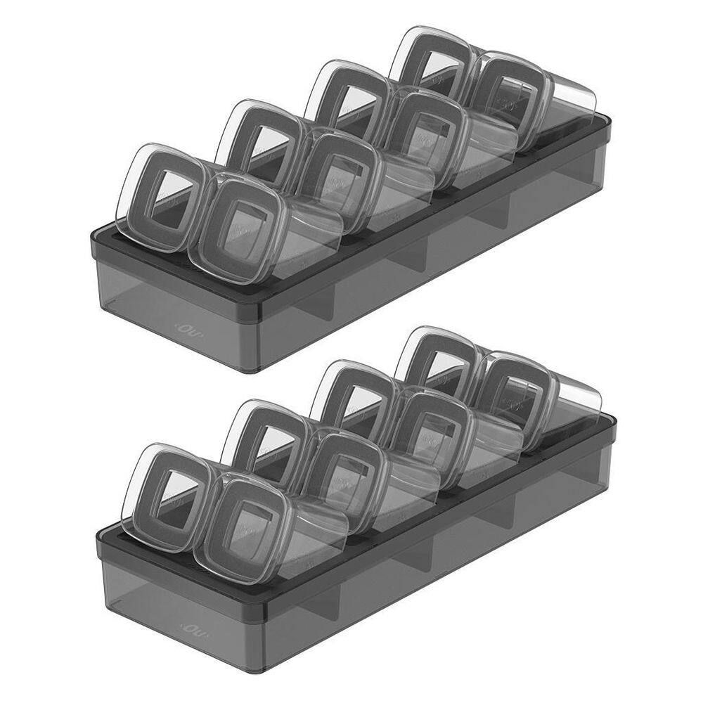 Kit 2 Organizadores Clear + 16 Potes Herméticos 150Ml - Fume