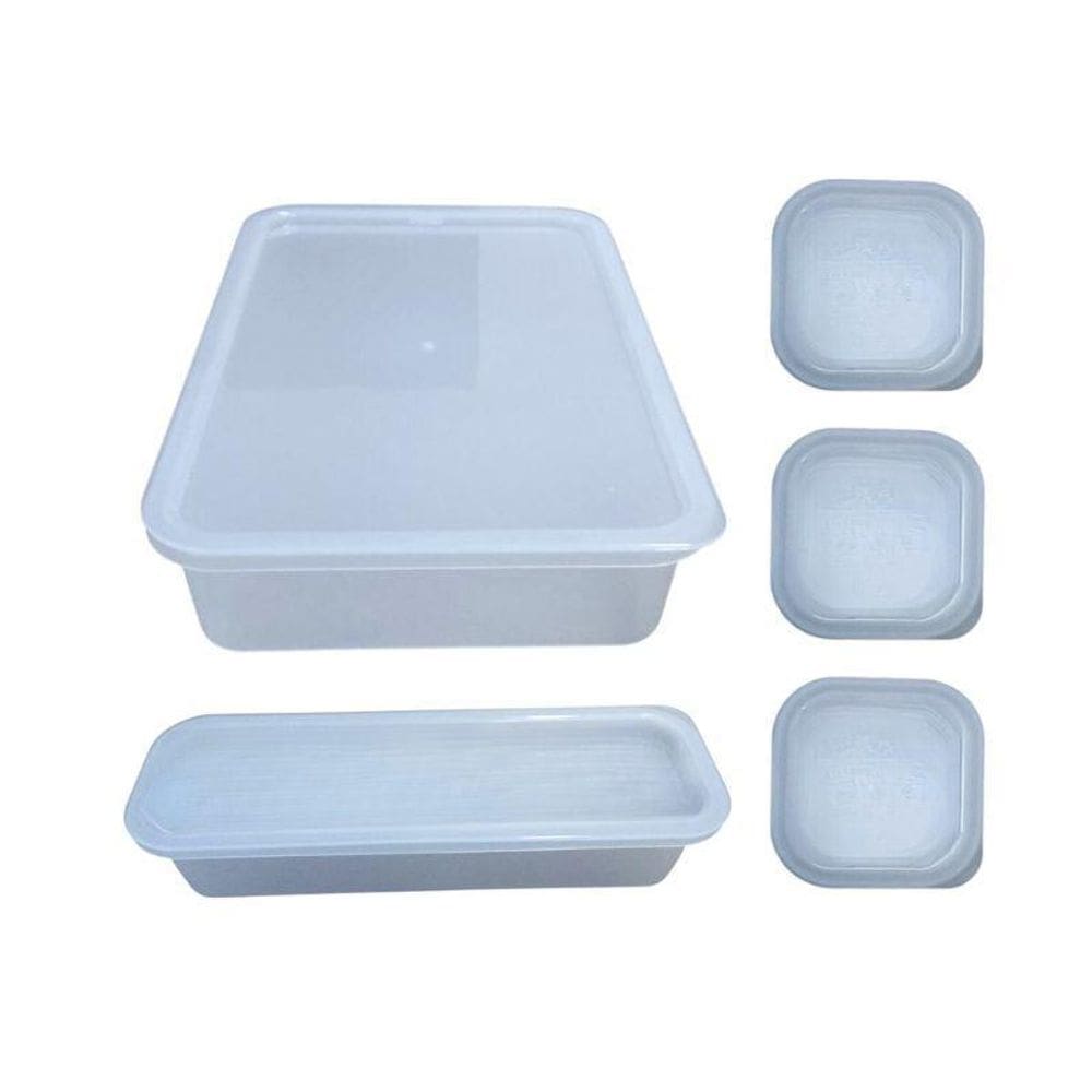 Conjunto 5 Potes Com Tampa 200Ml/500Ml/1200Ml Livre De Bpa