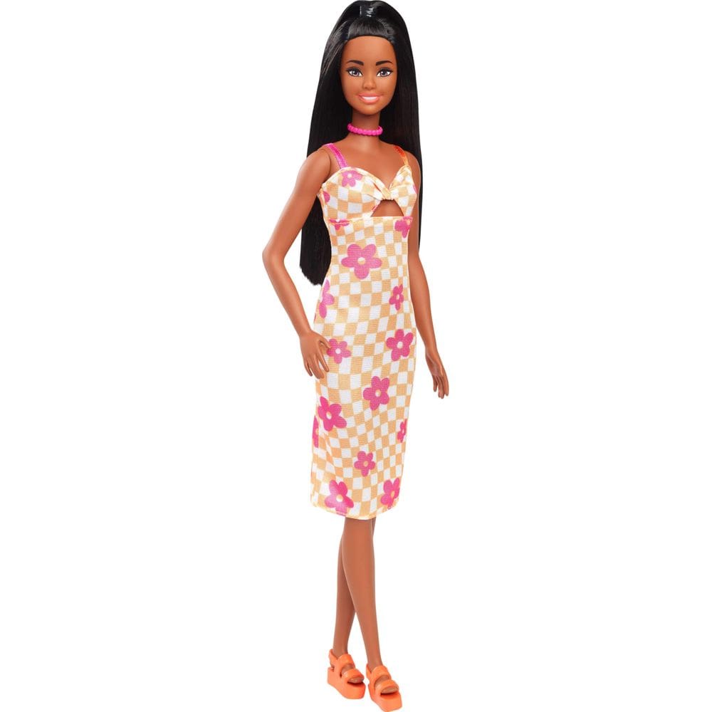 Boneca fashion Barbie Fashionistas #233 com cabelo e vestido pretos