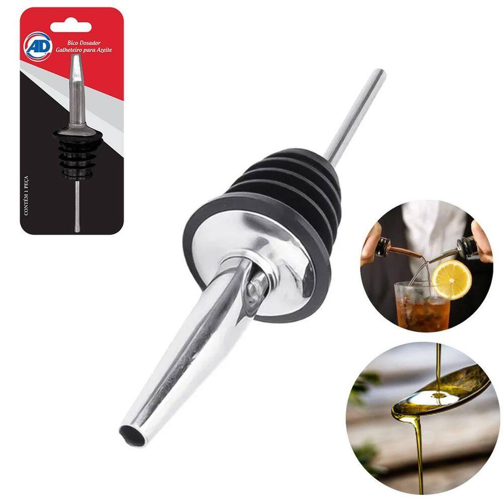 Bico Dosador Inox Anti-Vazamento Azeite Galheteiro Culinário