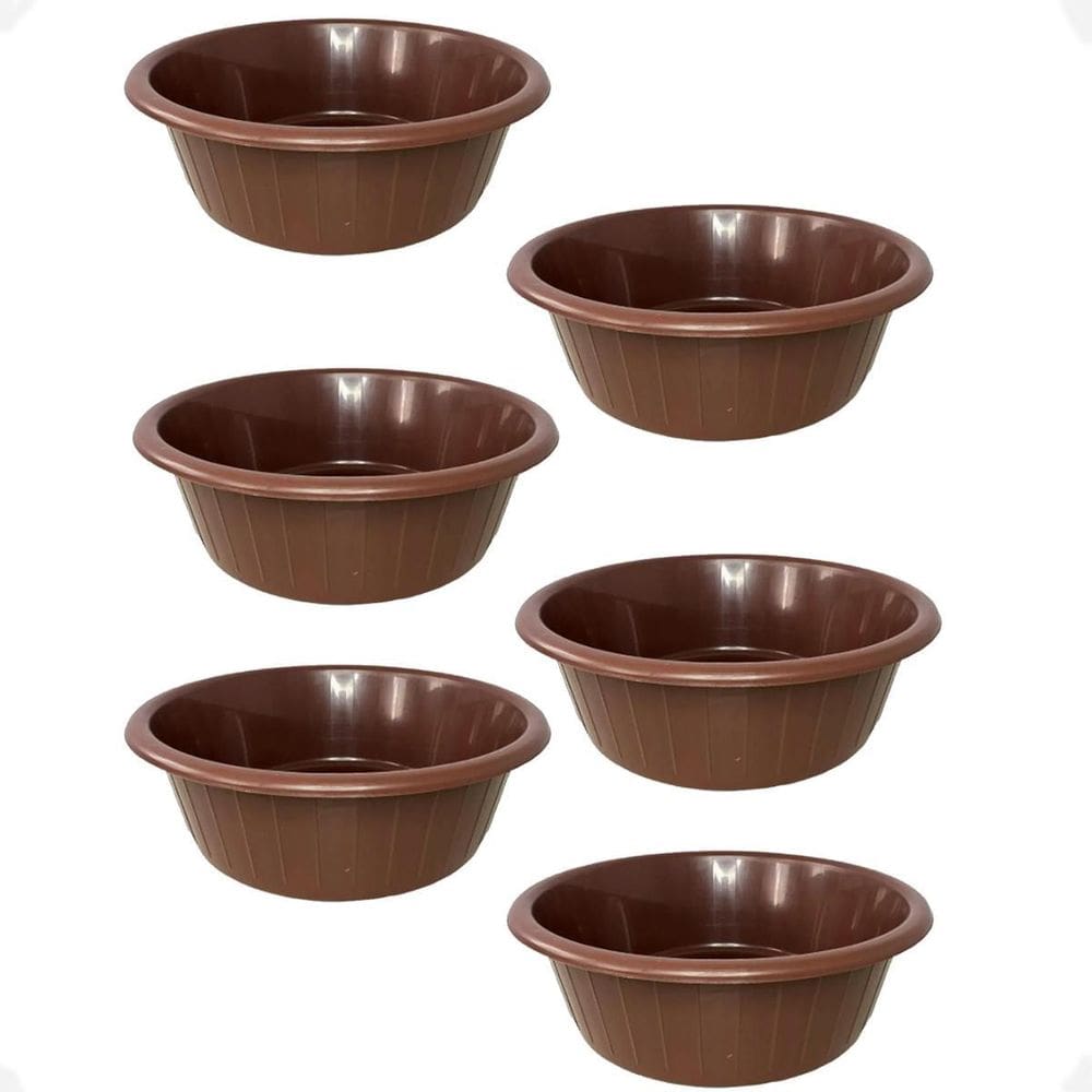 Kit 6 Balde Bacia Frisada S/ Alça Multiuso De Plástico 15 L