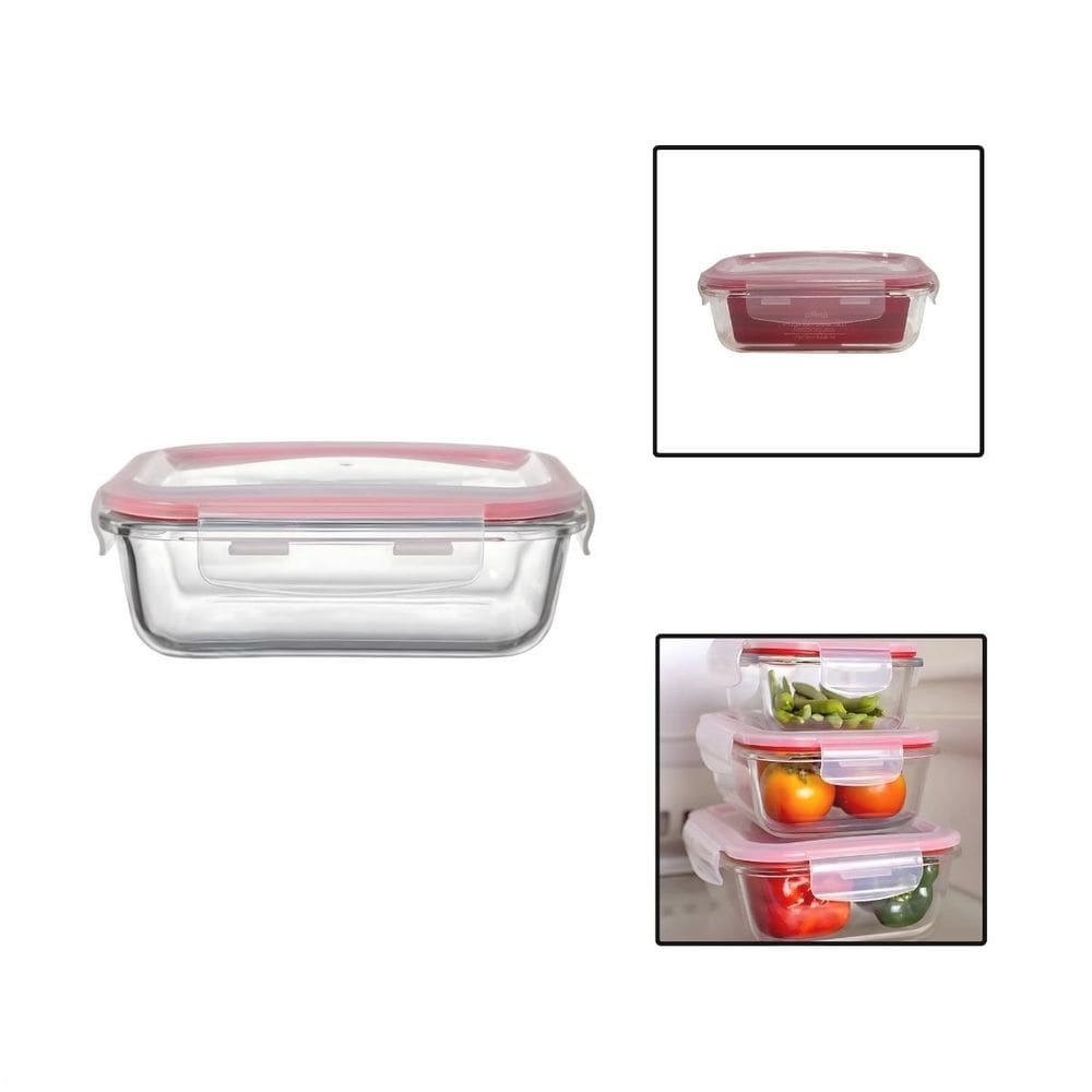 Pote Hermético Marmita Vidro 1050Ml Retangular Tampa