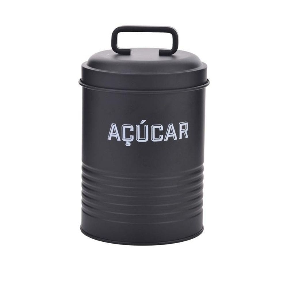 Lata Acucar Preta 12X19X12Cm Metal