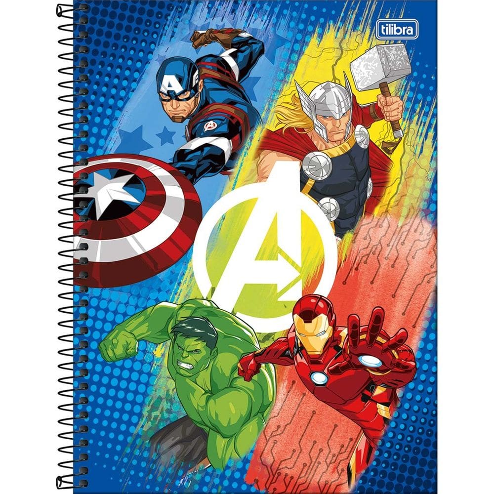 Caderno Espiral Universitário 1 Matéria Avengers Fit (Vingadores) 80 Folhas Tilibra