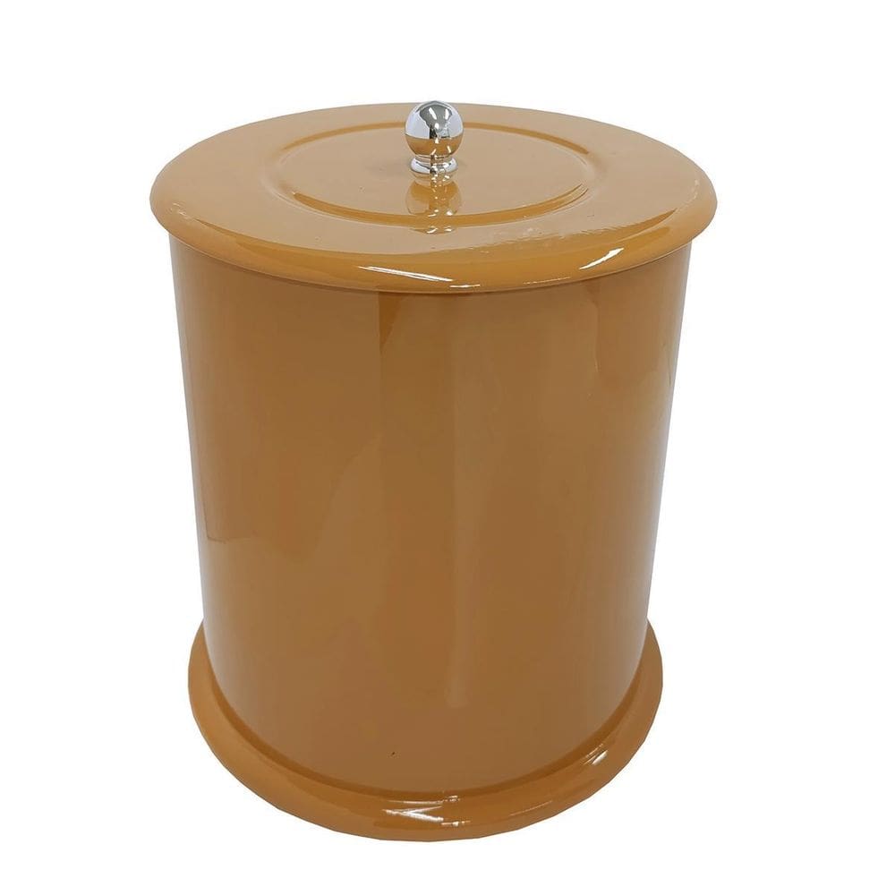 Lixeira Para Banheiro Mdf Redonda 6 Litros Ocre  Caramelo
