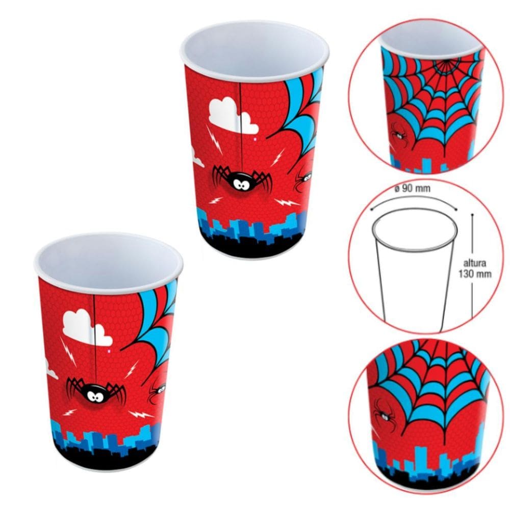 Kit 2 Copo Plástico 550Ml Label Menino Vermelho E Azul