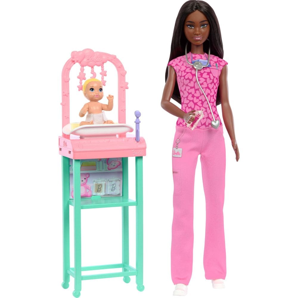 Boneca moderna Baby Doctor Barbie Brunette com acessórios