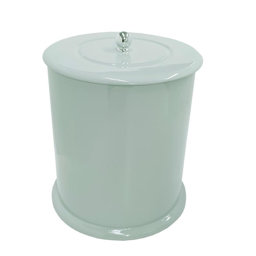 Lixeira Banheiro Mdf Redonda 6 Litros Verde Água Verde Água