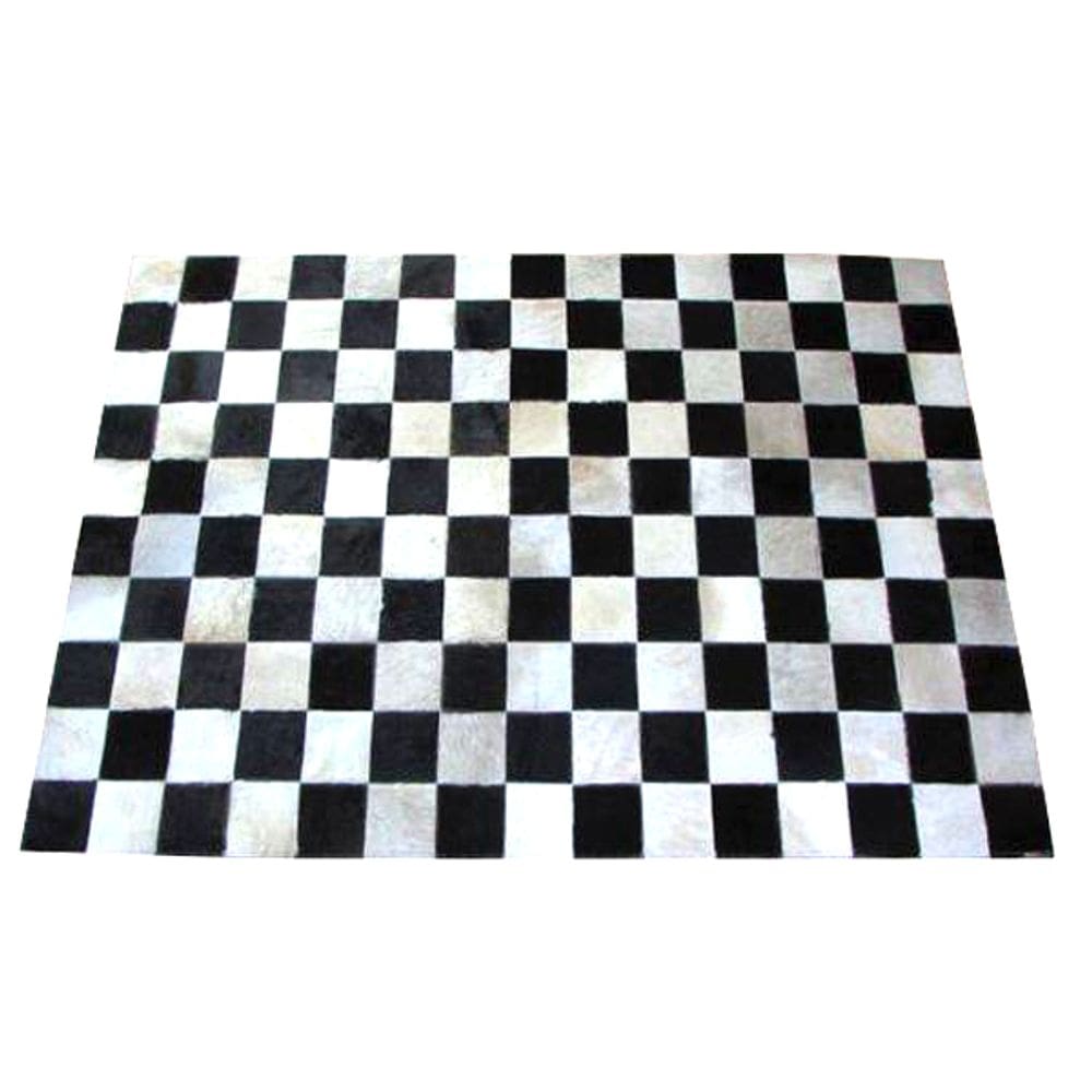 Tapete De Couro De Boi Costurado 1,00X1,50M Preto E Branco