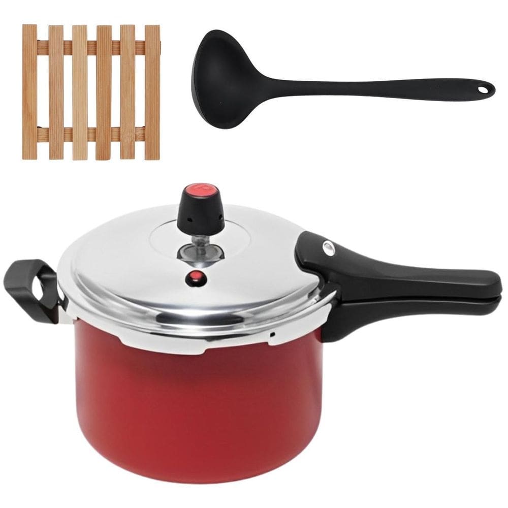 Panela Pressão 4,5L Fechamento Externo + Descanso + Concha