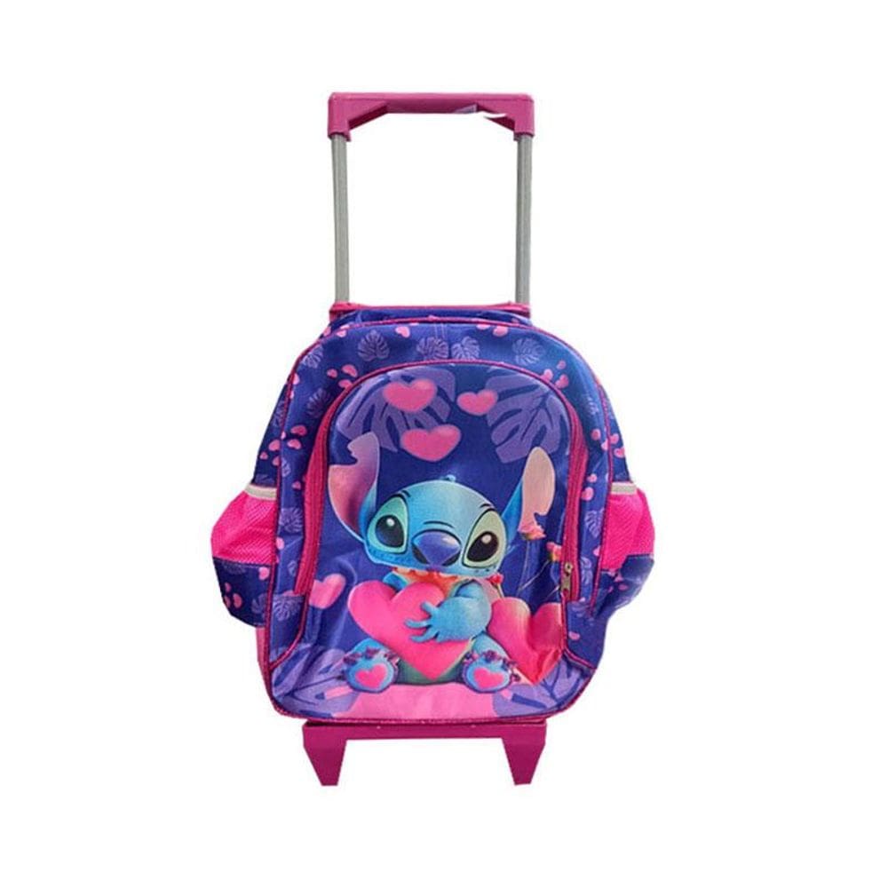 Mochila Escolar Infantil com Rodinhas Baby Stitch Roxo - GV Bolsas