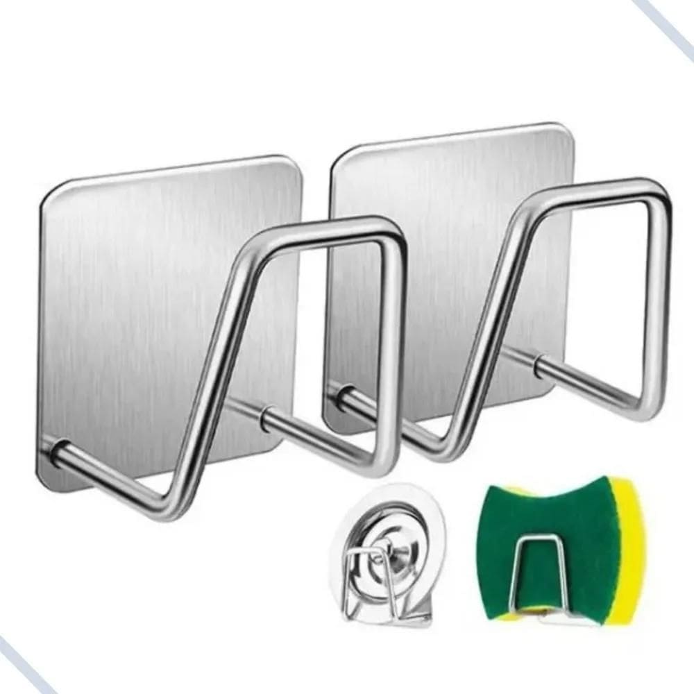 2X Ecomixshop Kit 2 Suporte Porta Esponja Bucha Pia Inox Org