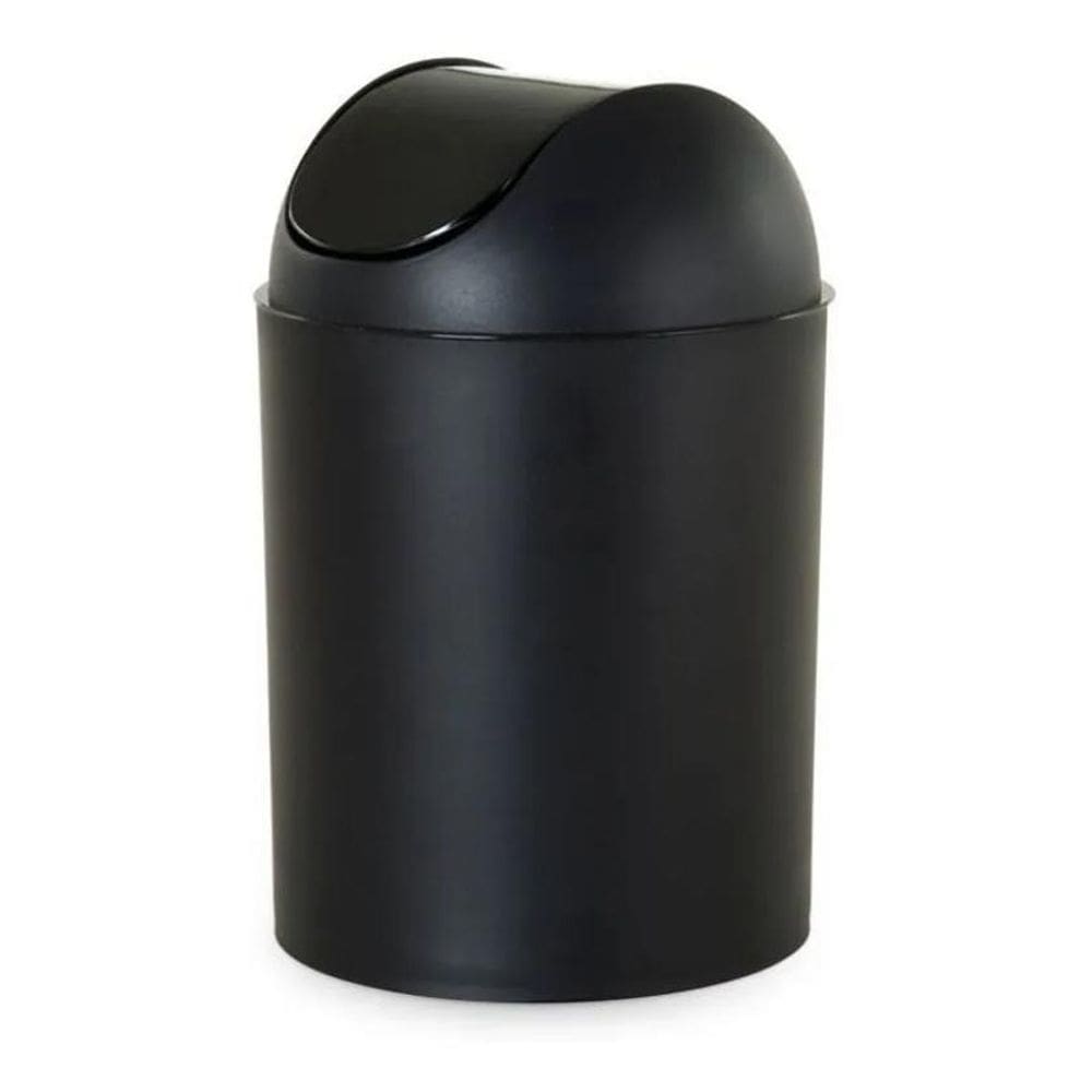 2X Lixeira Para Banheiro Tampa Basculante Plástica 5L Preta