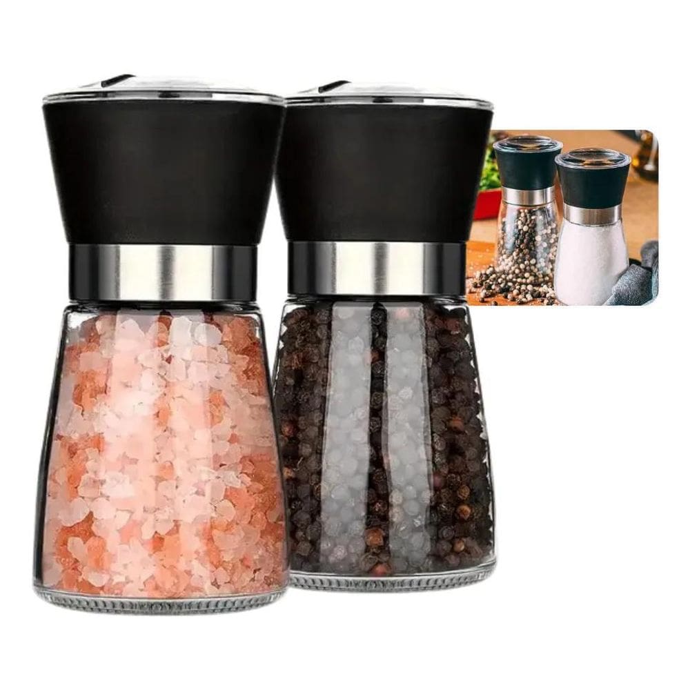 2X Kit 2 Moedores De Sal Grosso E Pimenta Do Reino Em Aço In