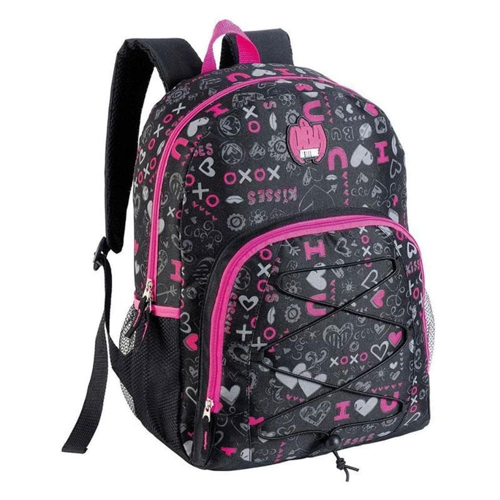 Mochila Escolar Infantil SBDV-2033 Estampada Preto - Fuseco