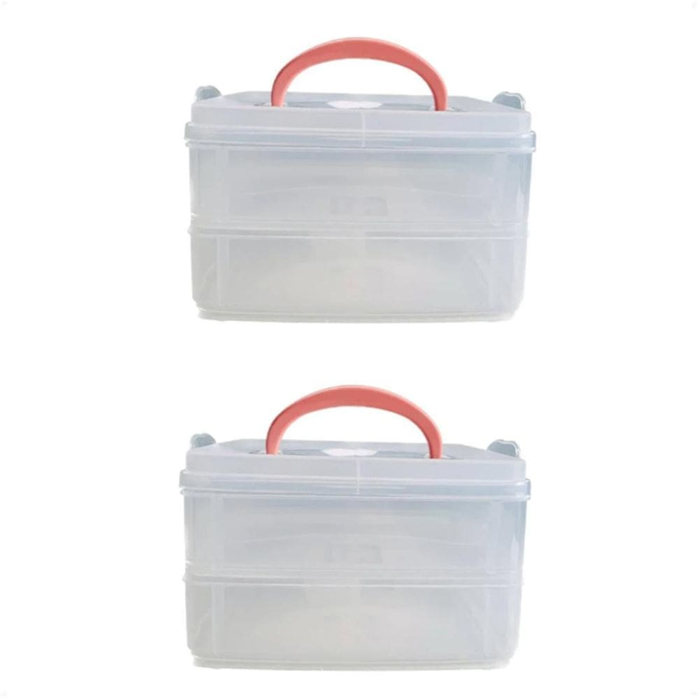 2 Marmitas Transparentes Kit Box 2 Andares Com 3 Divisórias