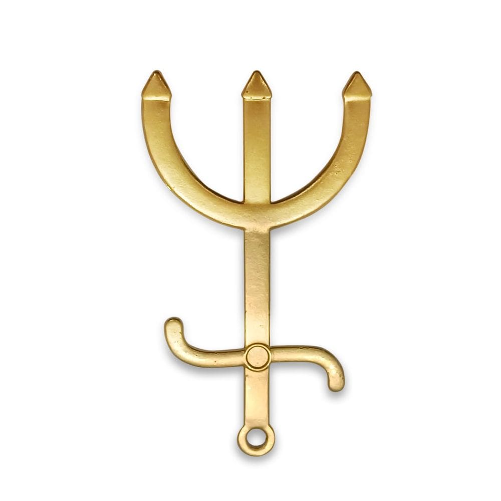 Kit 12 Pingentes Tridentes Pombagira Dourado Proteção 10 cm