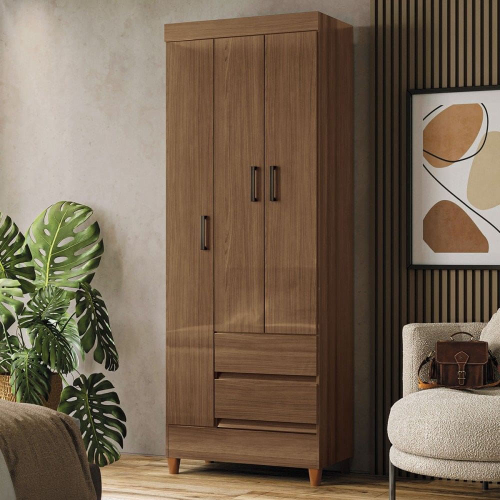 Guarda-Roupa Solteiro Fit 3 Portas 2 Gavetas Jequitiba - Santos Andirá