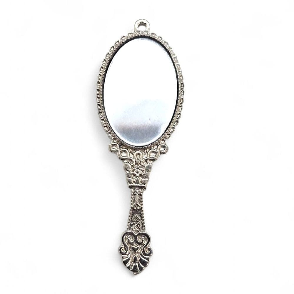 Kit 12 Pingentes Espelhos Prata Metal Proteção Espiritual 7 cm