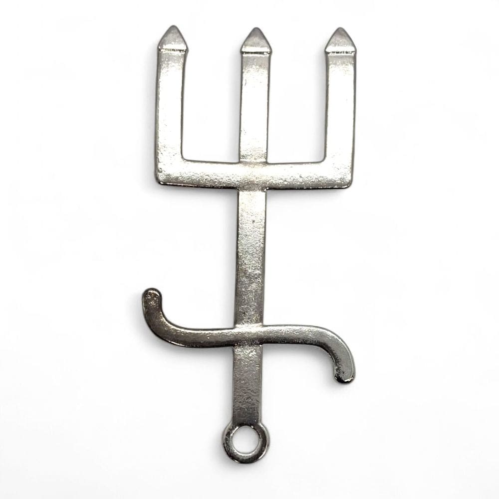 Kit 12 Pingentes Tridente Exu Prata Metal Proteção 10 cm