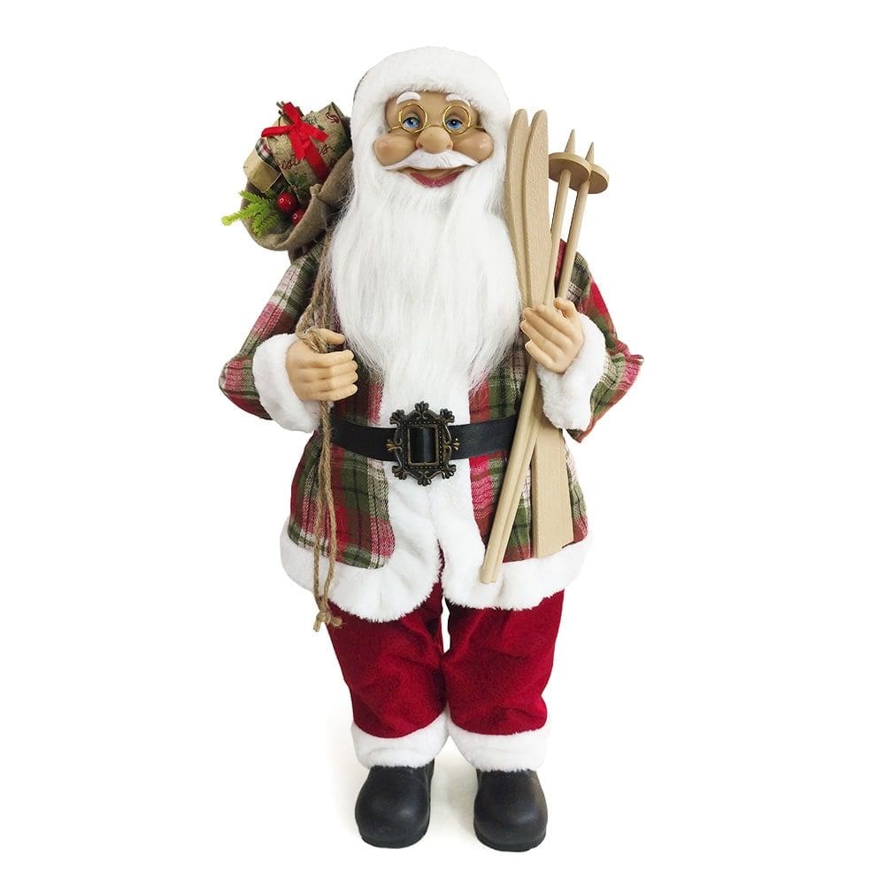 Papai Noel Vermelho 60cm com Ski - Natal Sofisticado