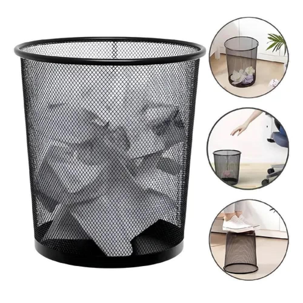 Cesto Lixeira Aramada De Metal 10l Telado Vazado Escritorio Sala Consultorio Decorativo Preto