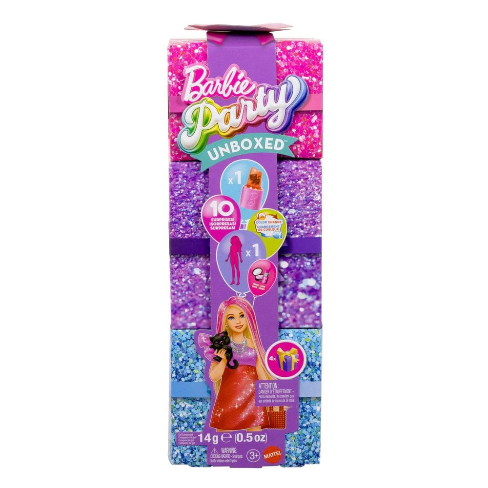 Doll Barbie Party Unboxed Glam Party com 10 surpresas de mais de 3 anos