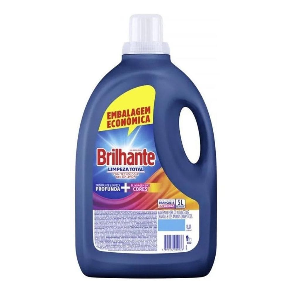 5X Sabão Líquido Brilho Ativo Brancas E Coloridas 5L Brilh