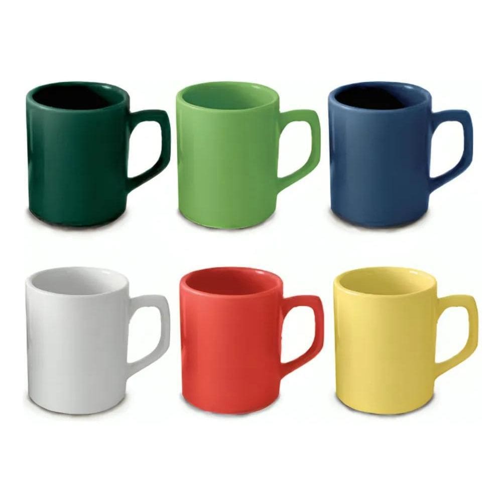 3X Jogo 6 Canecas Coloridas 85Ml Cerâmica Café Chá Mesa Post