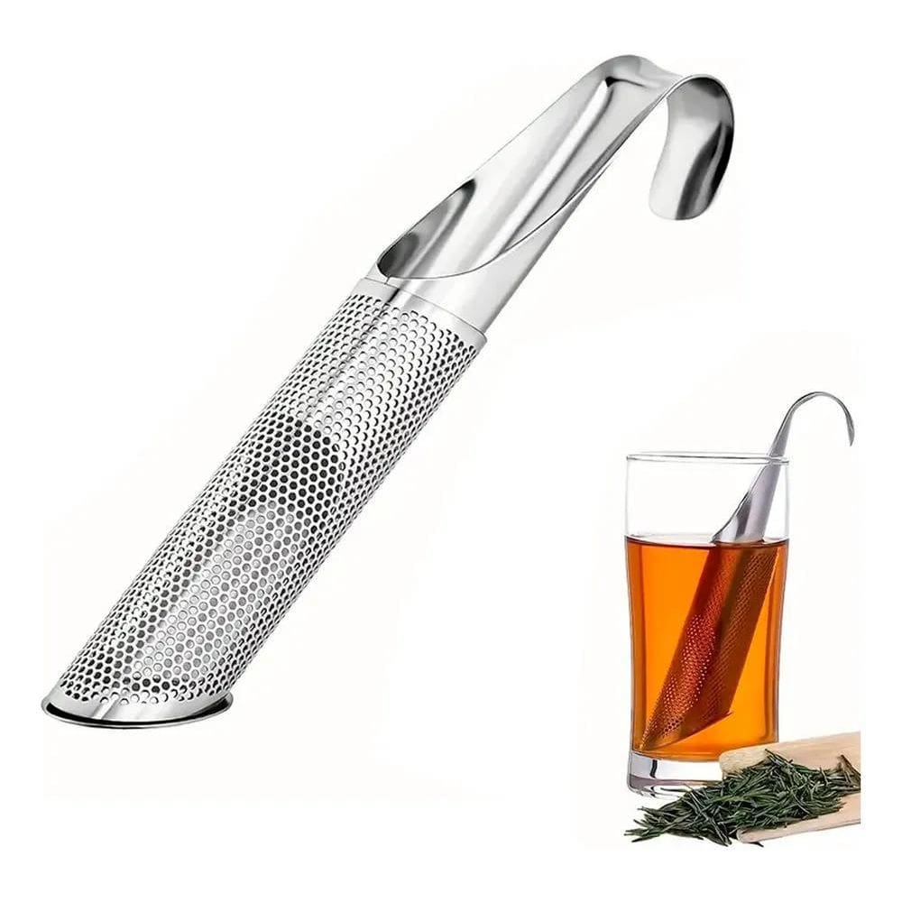 Infusor De Chá Tubular Em Inox Peneira Coador De Ervas Luxo