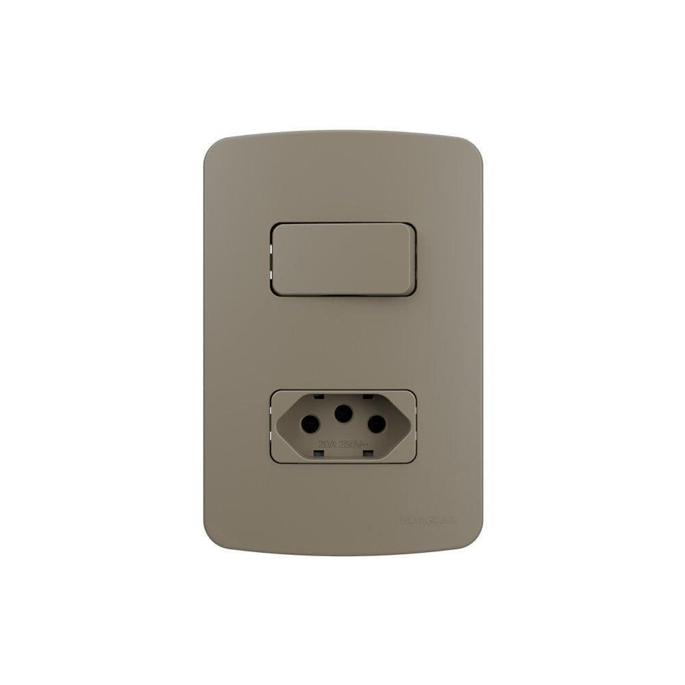 Interruptor Simp+Tomada 2P+T 20A Margirius B3Colors Placa4X2