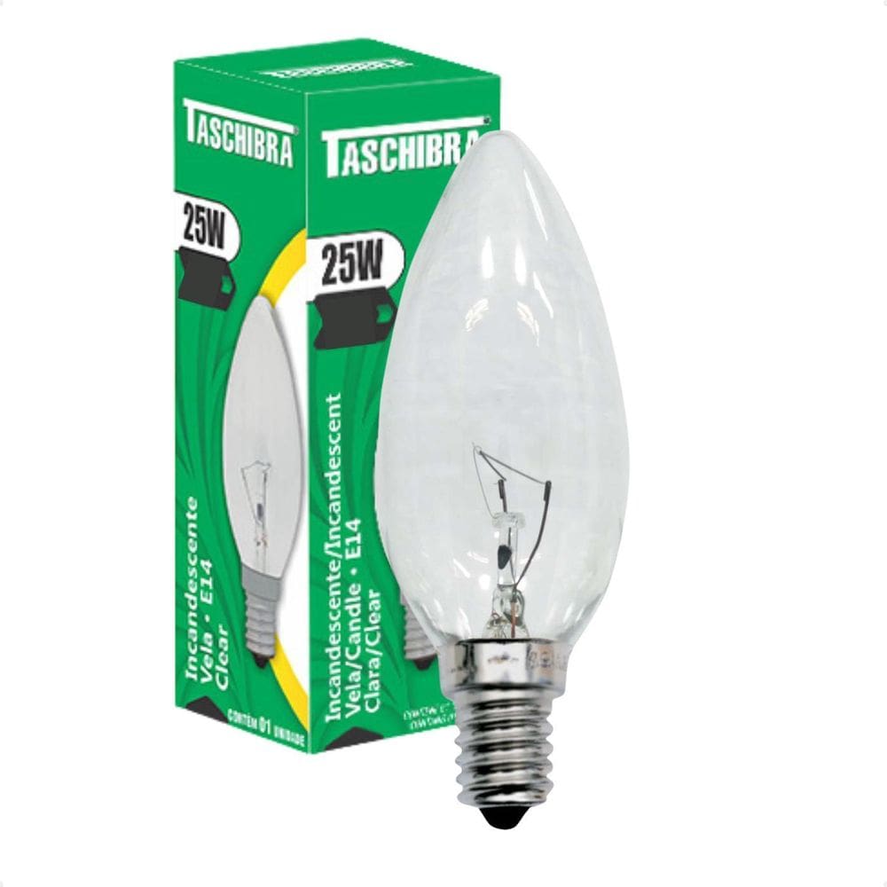 Kit 5 Lâmpadas Incandescente Vela 25W E14 Clara 220V