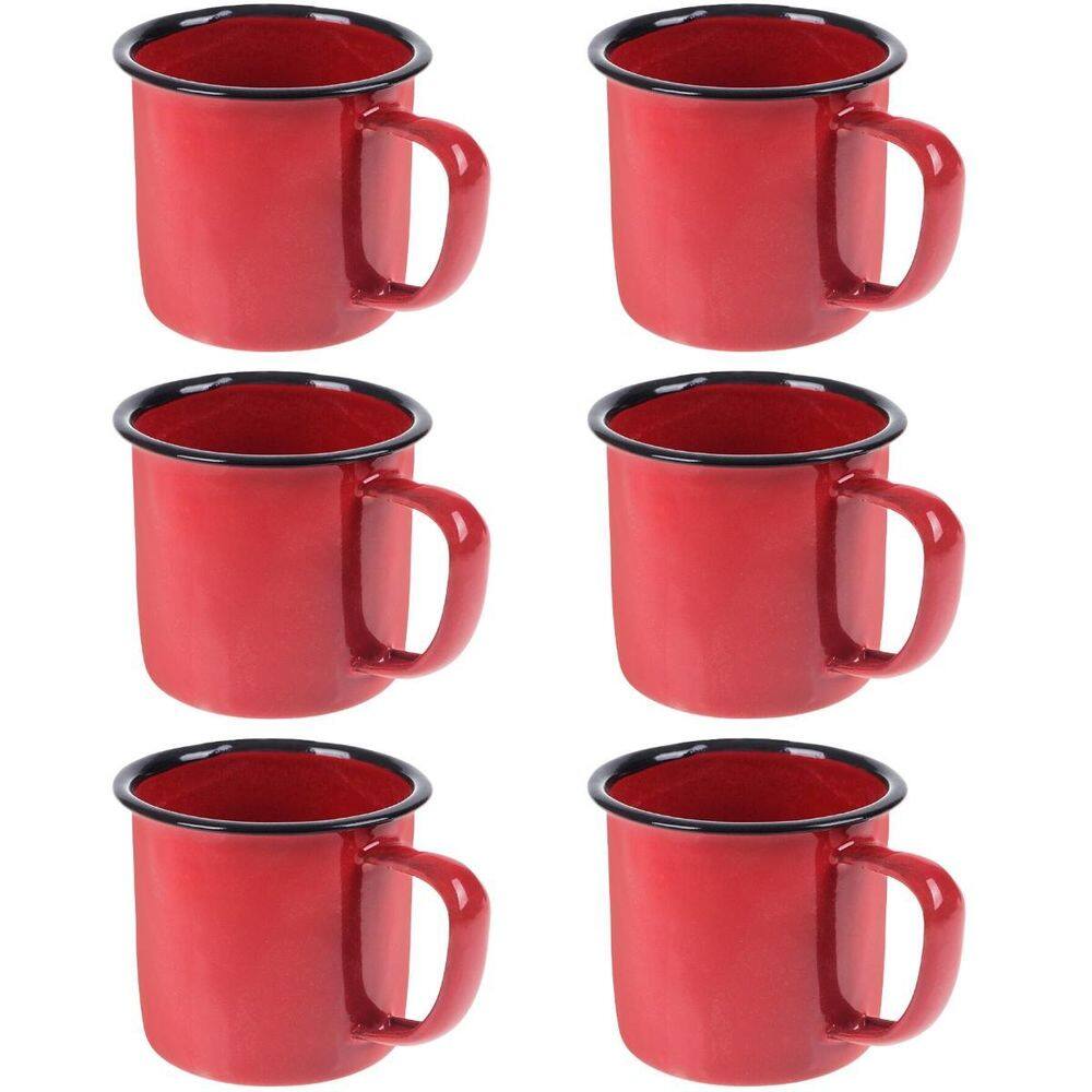 Caneca Esmaltada 150Ml 6Cm Vermelha Kit 06 Un