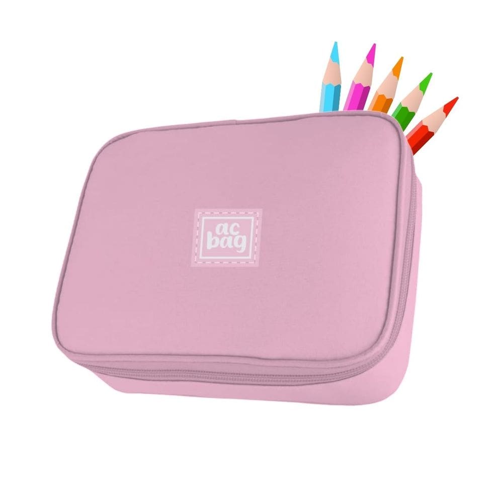 Estojo Box Organizador Rosa Grande Premium Robusto Escolar Multiuso Kawaii Volta as Aulas Moderno