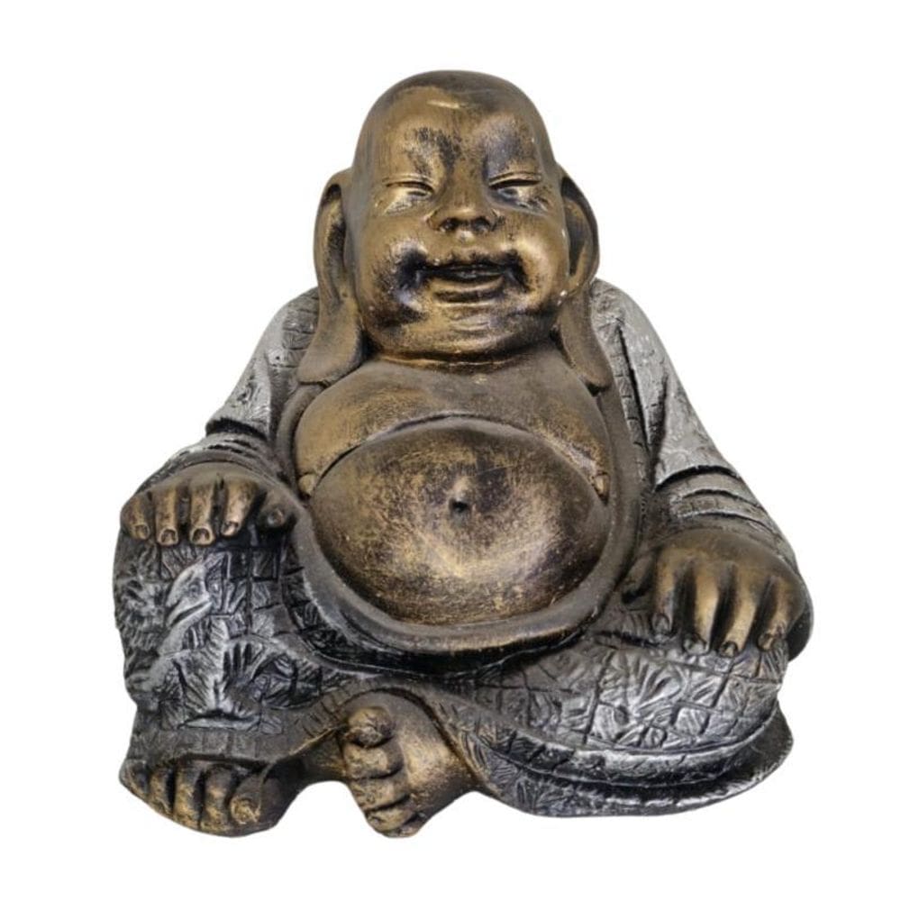 Escultura Buda Alegria E Prosperidade Chinês Sentado 23 Cm