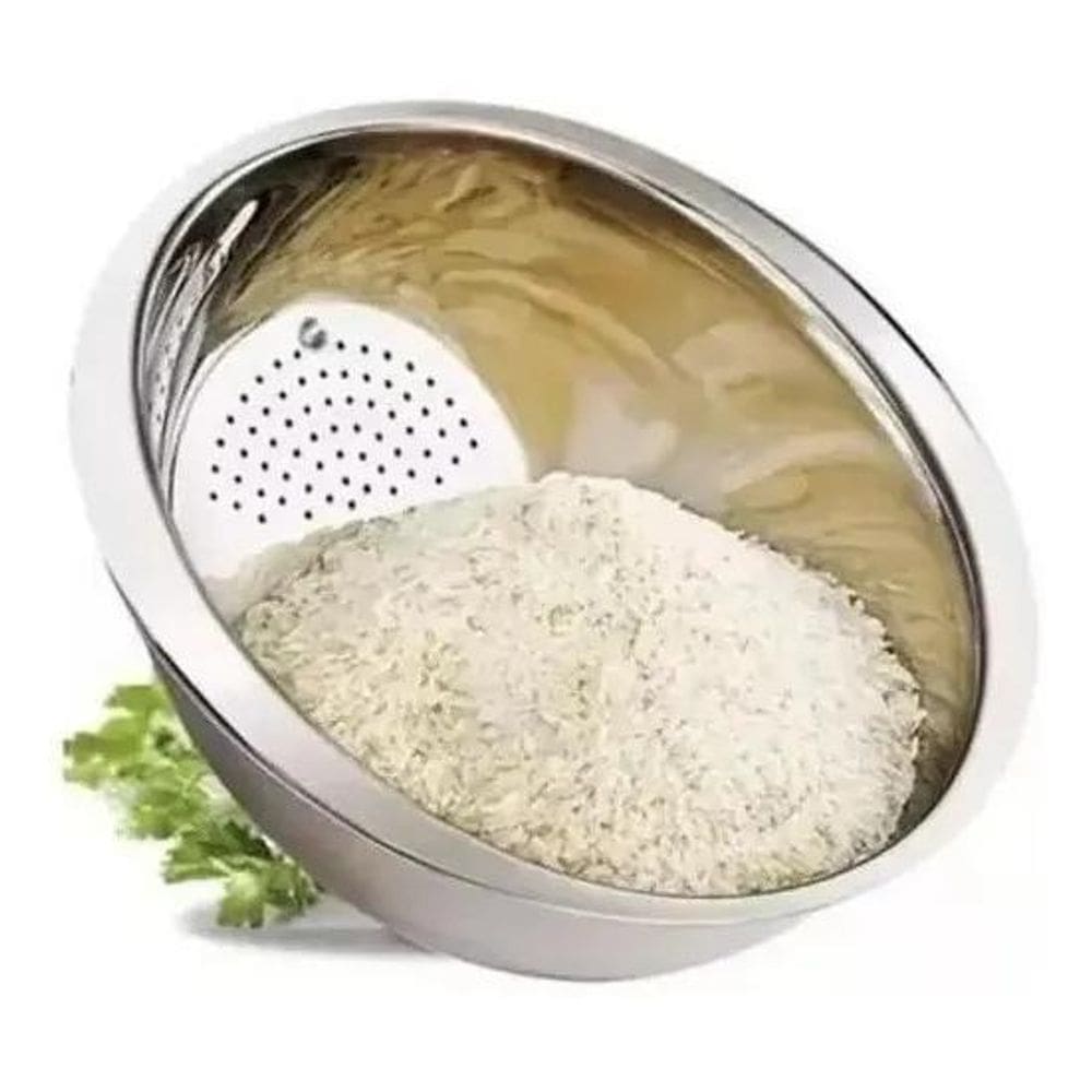 10X Escorredor De Arroz Massa Legumes Lavador Em Aço Inox G