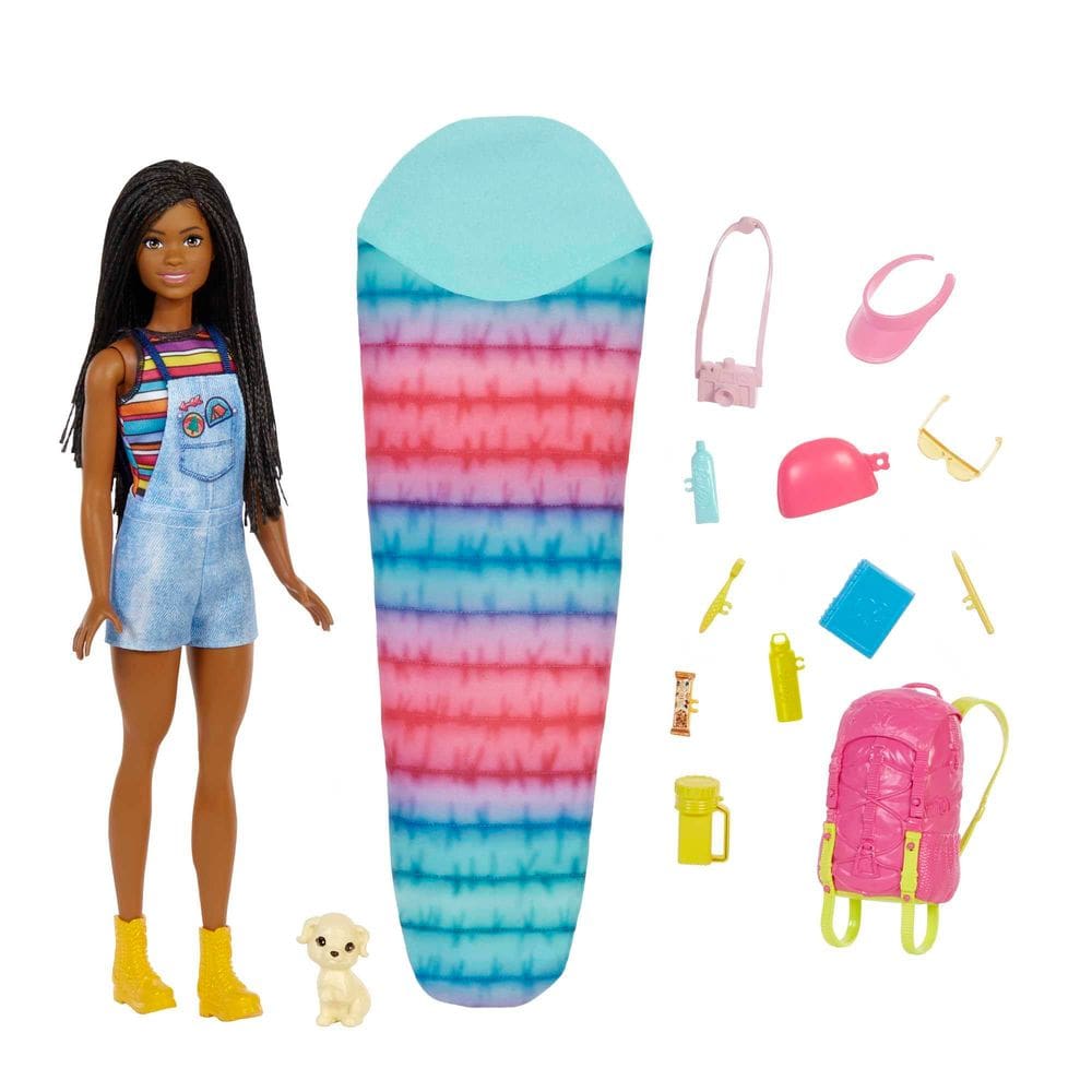 Conjunto de brinquedos de acampamento Barbie Doll It Takes Two com acessórios