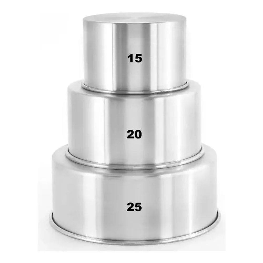 10X Jogo 3 Forma Assadeira Bolo Redonda Alta 15-20 - 25 X 1