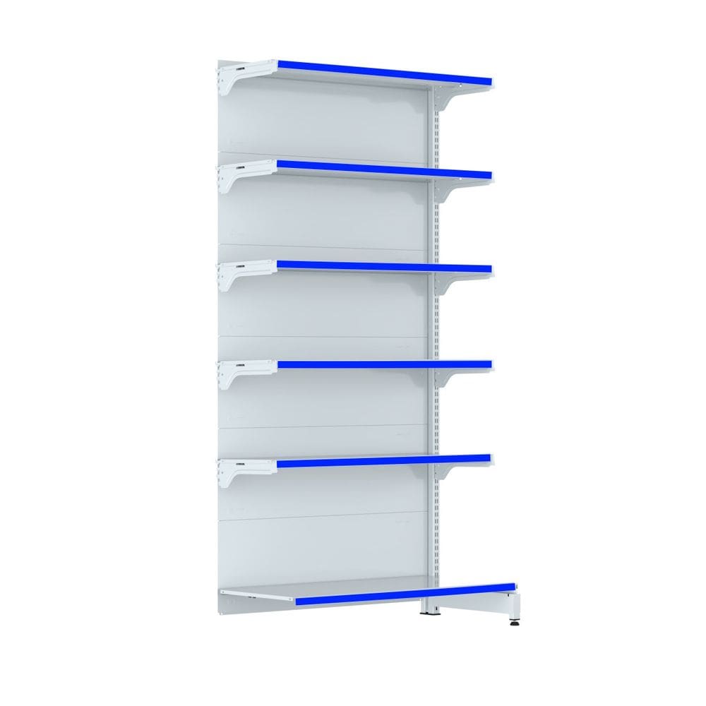 Gondola Parede 202 FIT Farmacia Continu 6 Bd Branco Pe Azul