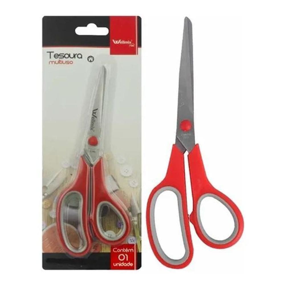 2X Tesoura Para Uso Geral Doméstica Multiuso Com Ponta Cozin
