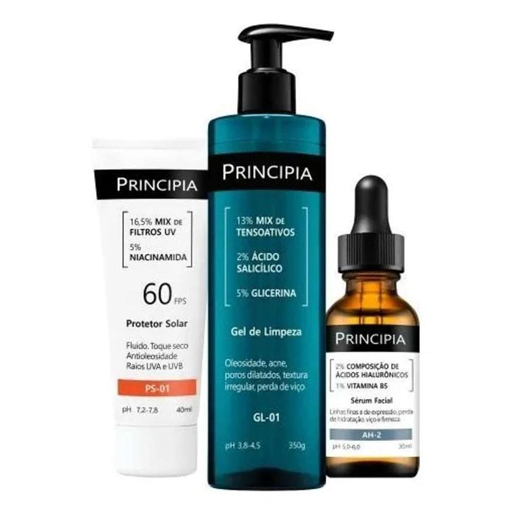 3X Kit Trio Limpeza, Hidratação E Proteção Solar Gl + Ah + P