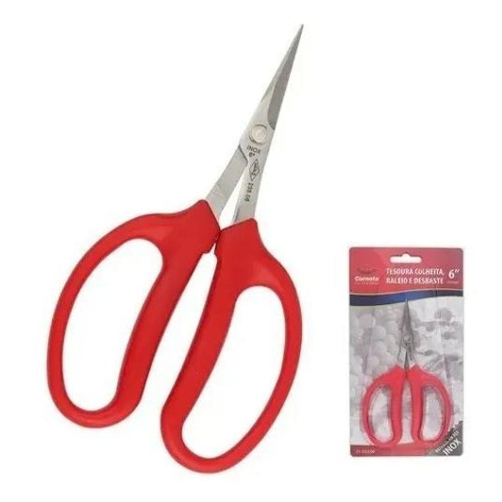 2X Tesoura Colheita Desbaste Raleio Bonsai Uva 6Pol Corneta