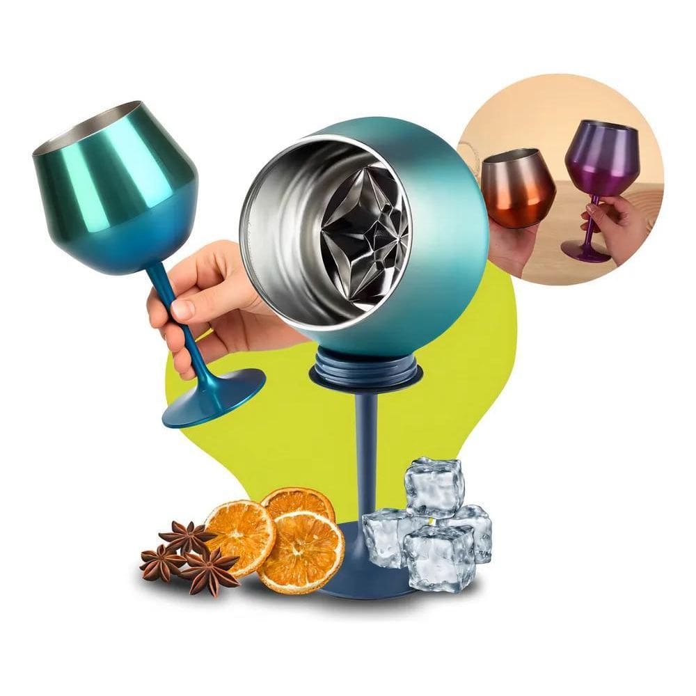 Taça Copo Térmico De Aço Inoxidável 2 Em 1 Para Gin Vinho