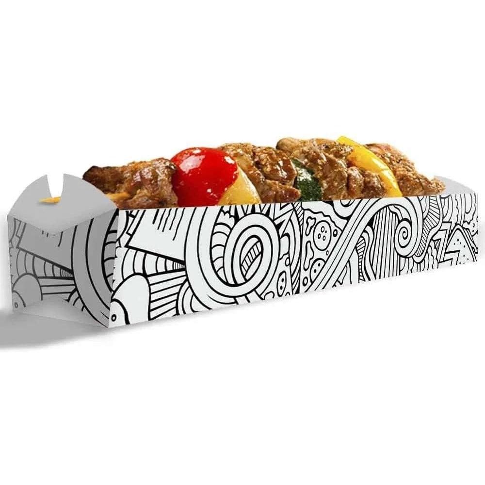 2X Caixinha Suporte Embalagem De Espetinho Branco E Preto 10