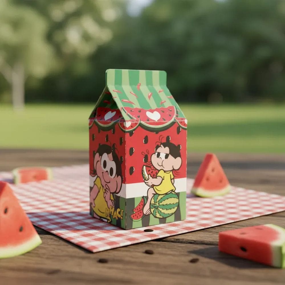 Kit 30 Caixinhas Milk Magali Personalizadas Tema Melancia para Aniversário Infantil